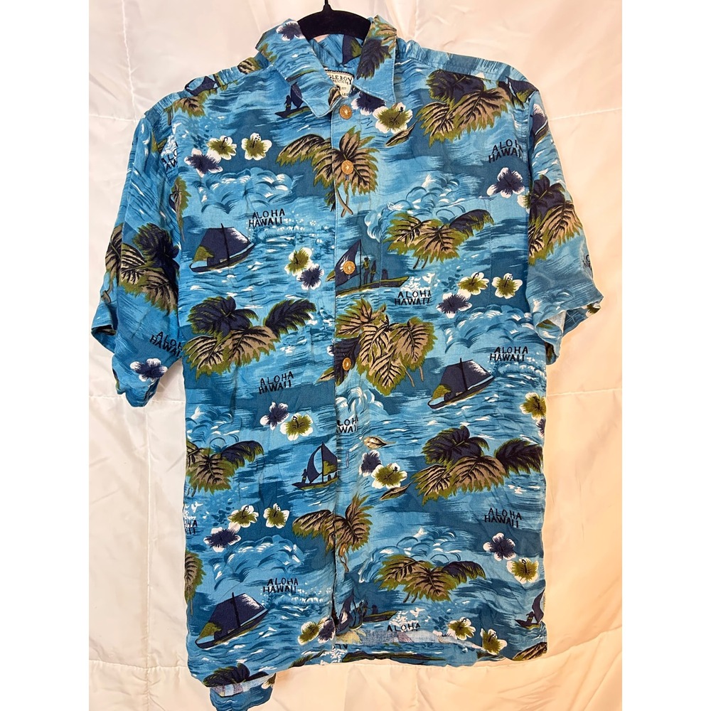 Bugle Boy Authentics Mens Aloha Tropical Hawaiian Shirt XL Rayon Button Up‎